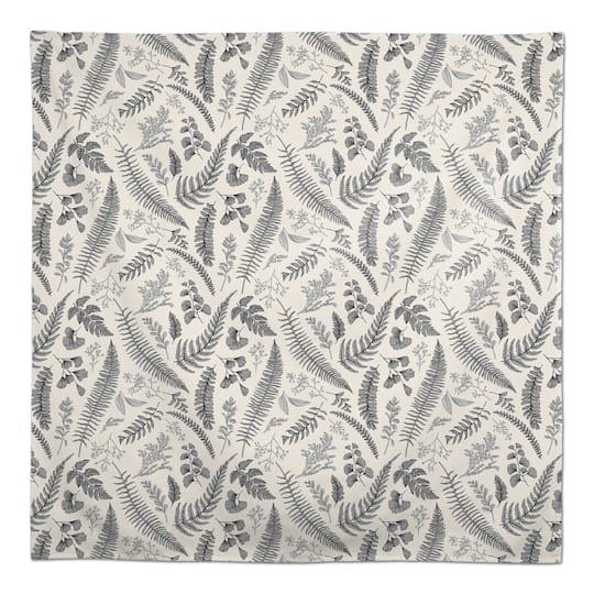Gray Botanical Pattern Cotton Tablecloth